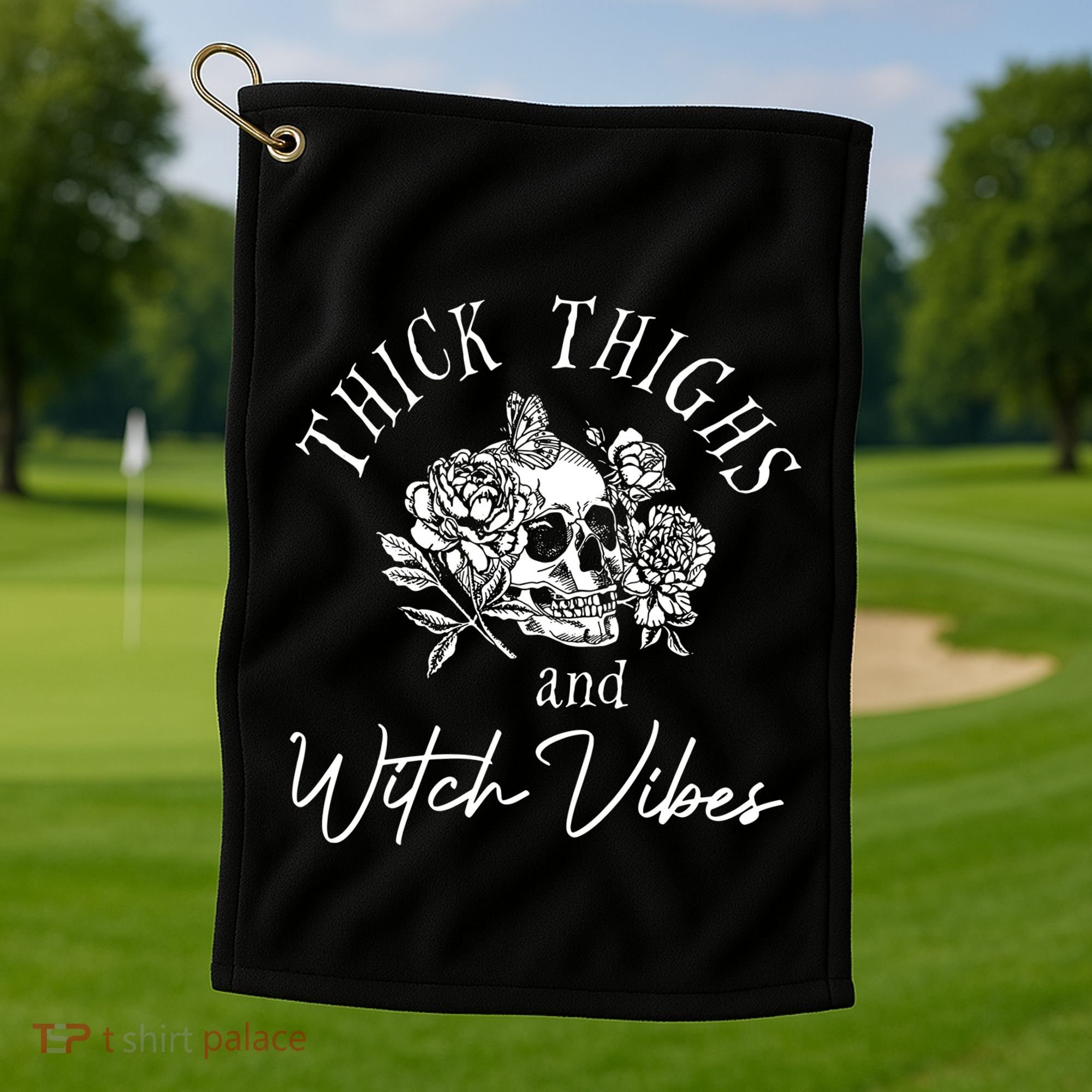 Thick Thighs Witchy Vibes Golf Towel