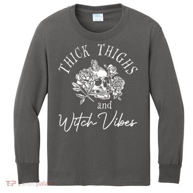Thick Thighs Witchy Vibes Kids Long Sleeve Shirt