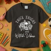 Thick Thighs Witchy Vibes Kids T-Shirt thumb 3