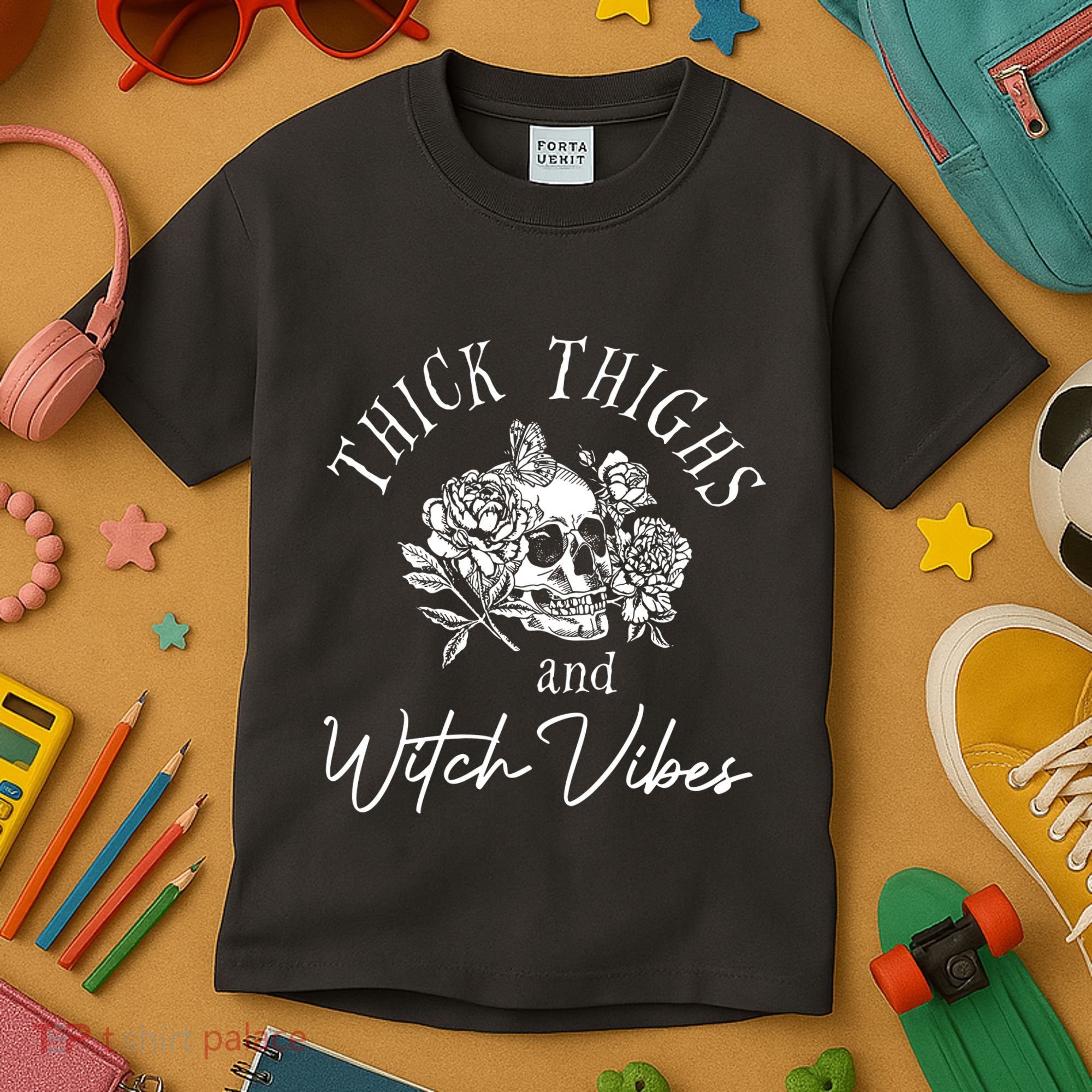 Thick Thighs Witchy Vibes Kids T-Shirt