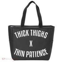 Thick Thighs X Thin Patience Funny Sarcastic Fitness Workout Tote Bag thumb 0