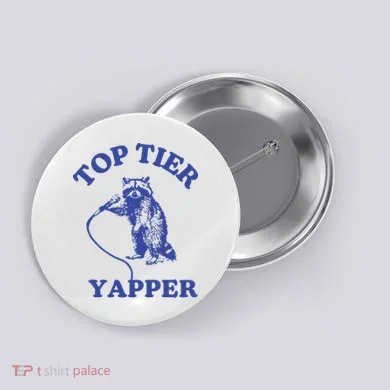 Top Tier Yapper Meme Retro Cartoon Button