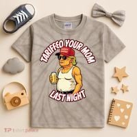 Trump Tariffied Your Mom Last Night Beer Funny Kids Tie-Dye T-Shirt thumb 2