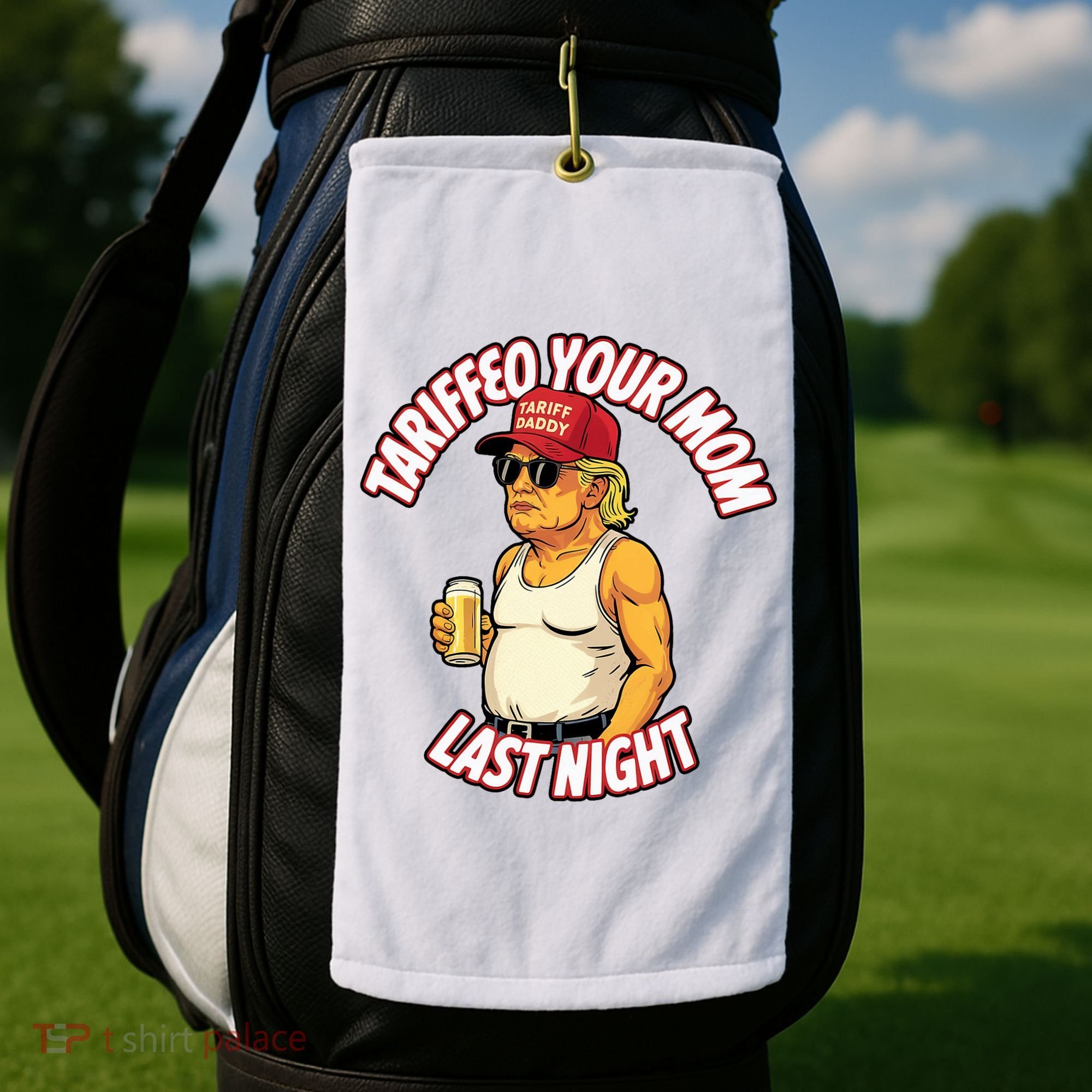 Trump Tariffied Your Mom Last Night Beer Funny Golf Towel