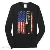 Trombone USA American Flag Jazz Retro Music Long Sleeve Shirt thumb 0