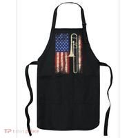 Trombone USA American Flag Jazz Retro Music Apron thumb 0