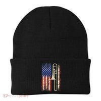 Trombone USA American Flag Jazz Retro Music Beanie thumb 0