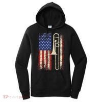 Trombone USA American Flag Jazz Retro Music Women's Hoodie thumb 0