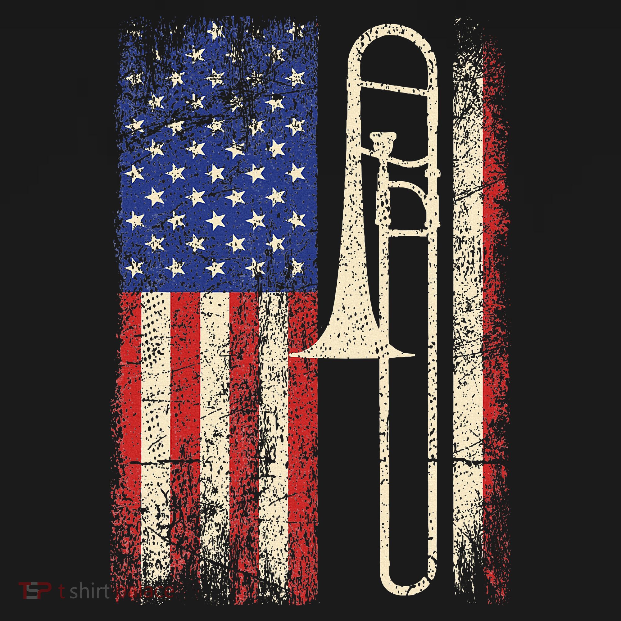 Trombone USA American Flag Jazz Retro Music Women's Tank Top