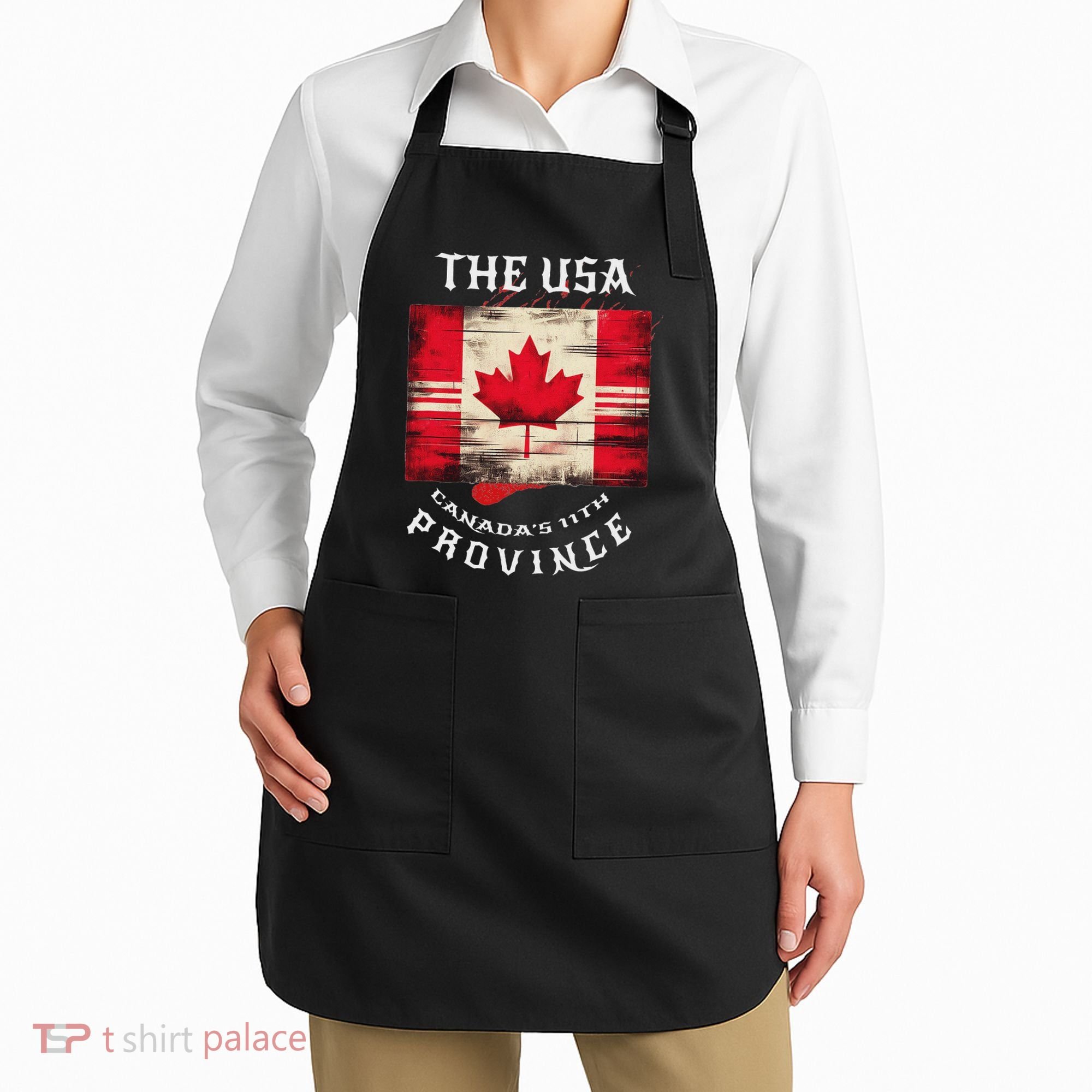 The Usa Canada’S 11th Province Funny Canada Flag Funny Leaf Apron