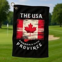 The Usa Canada’S 11th Province Funny Canada Flag Funny Leaf Golf Towel thumb 1