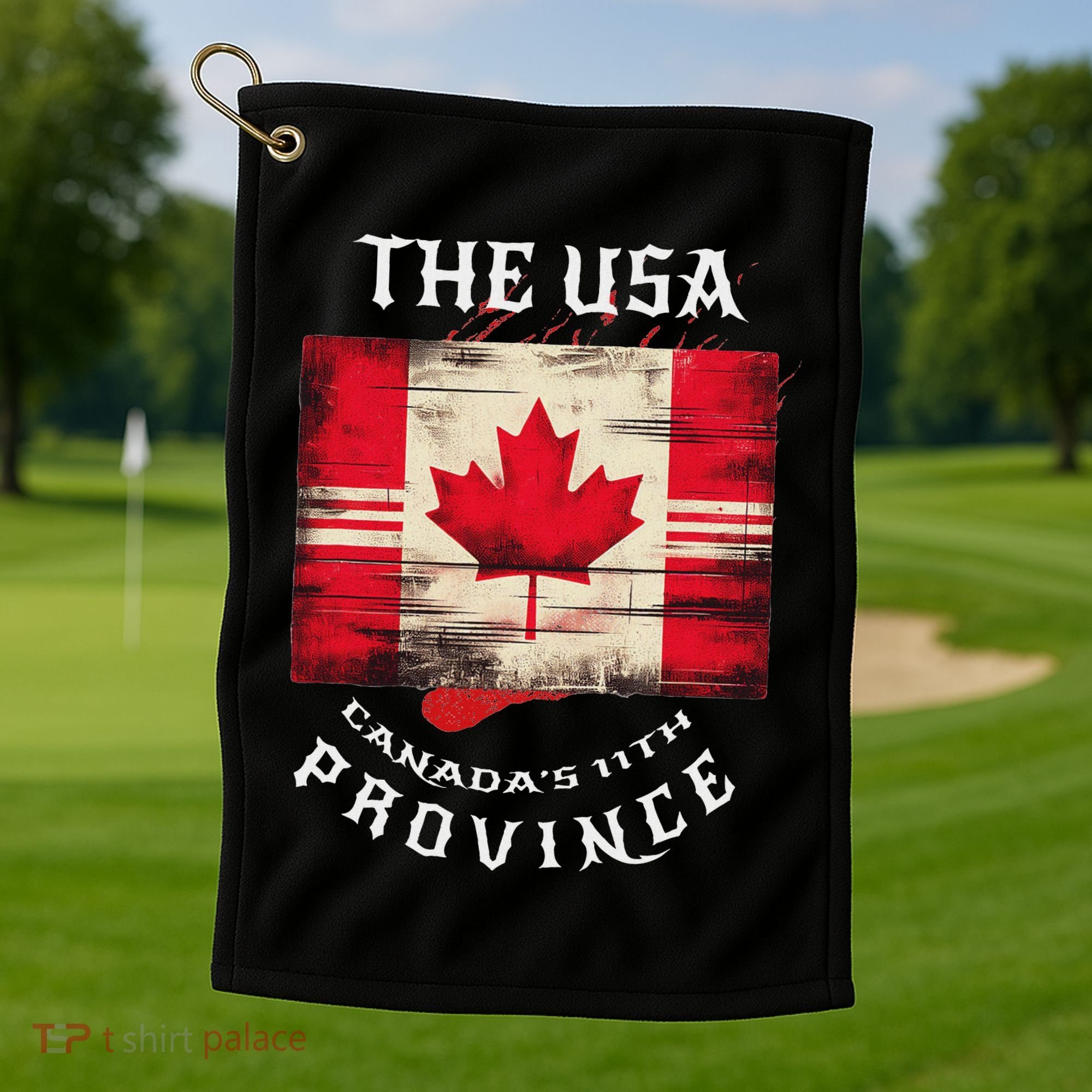 The Usa Canada’S 11th Province Funny Canada Flag Funny Leaf Golf Towel