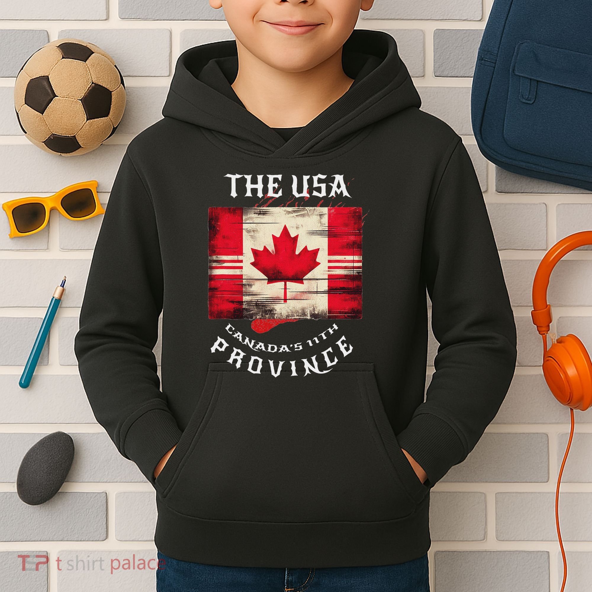 The Usa Canada’S 11th Province Funny Canada Flag Funny Leaf Kids Hoodie