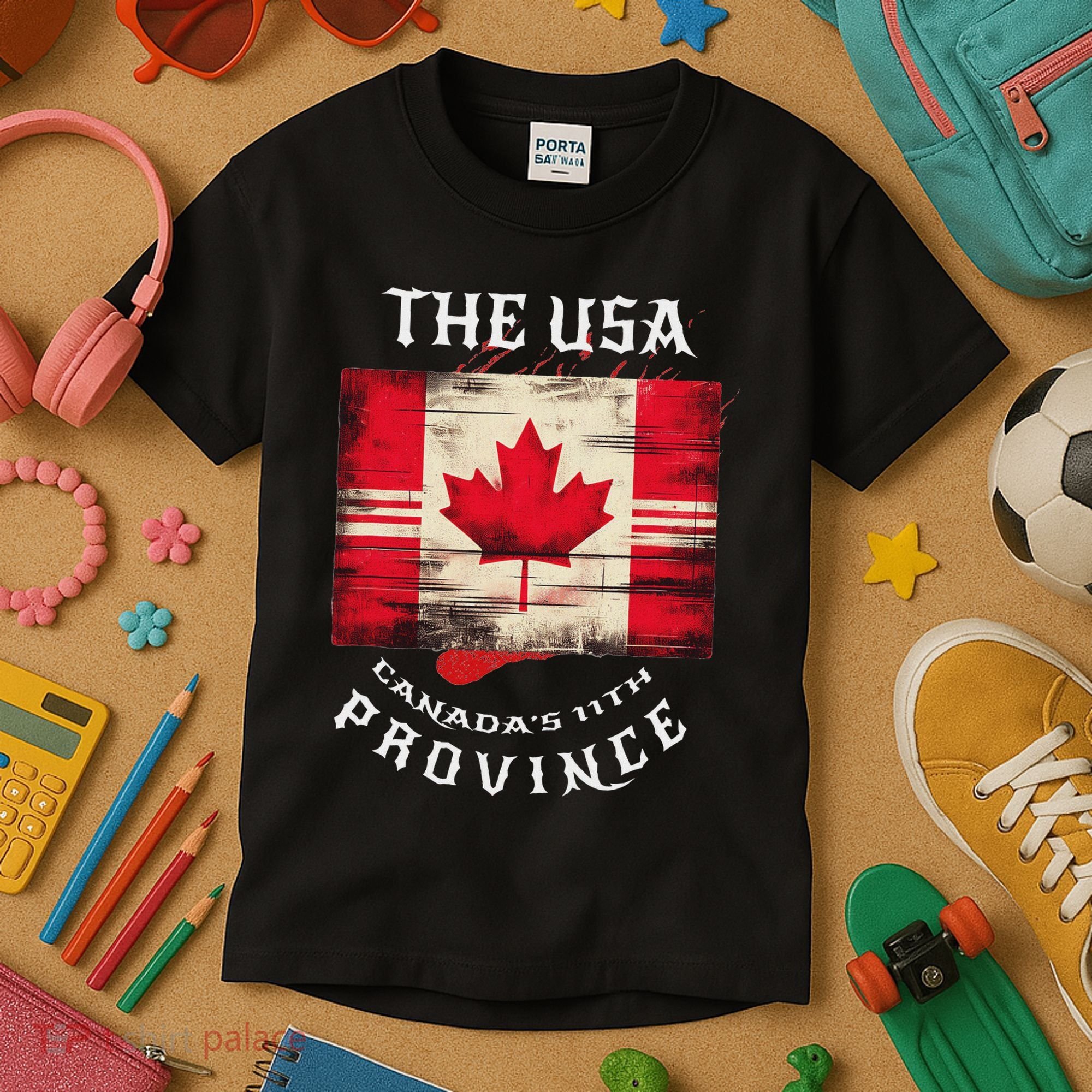 The Usa Canada’S 11th Province Funny Canada Flag Funny Leaf Kids T-Shirt