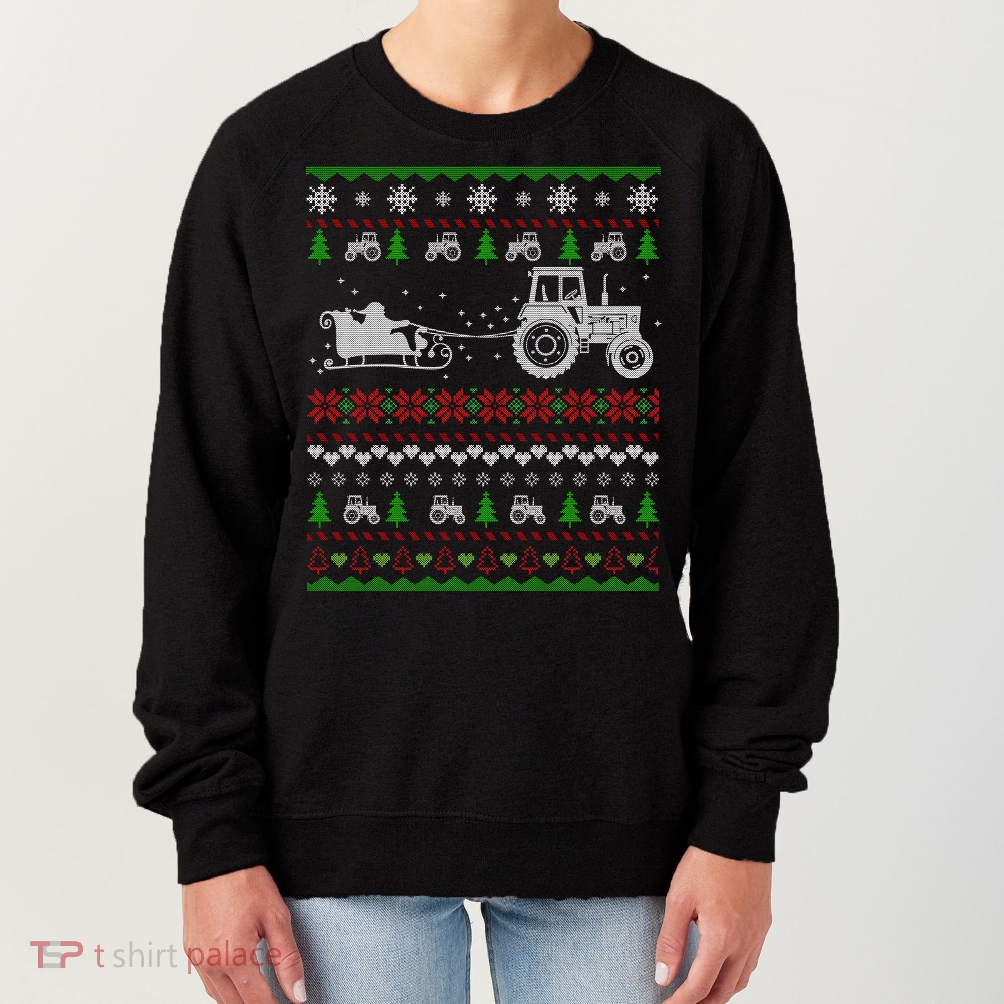 Tractor Ugly Christmas Sweater Funny Gift Funny Santa Funny Gift Women's Sweatshirt