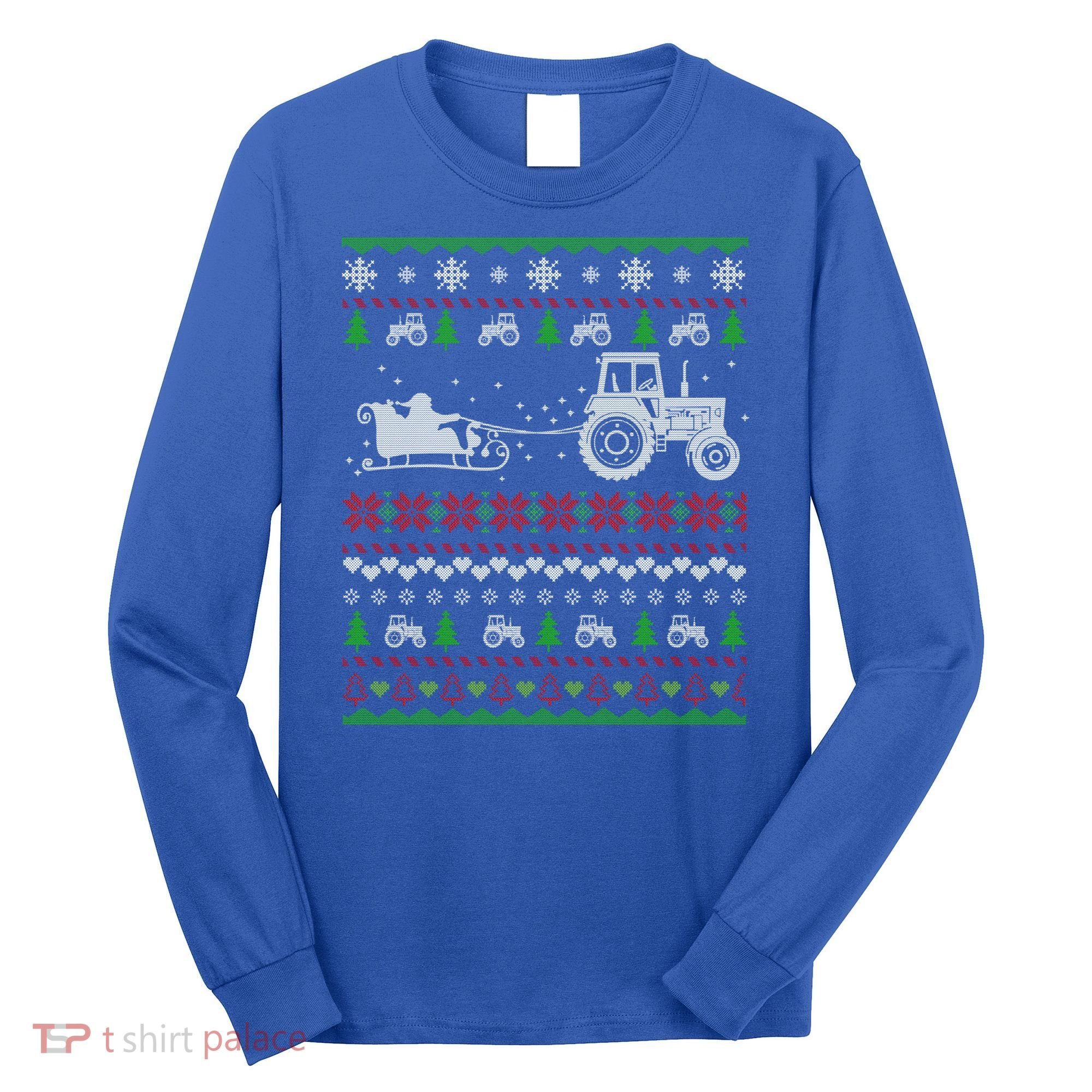 Tractor Ugly Christmas Sweater Funny Gift Funny Santa Funny Gift Long Sleeve Shirt