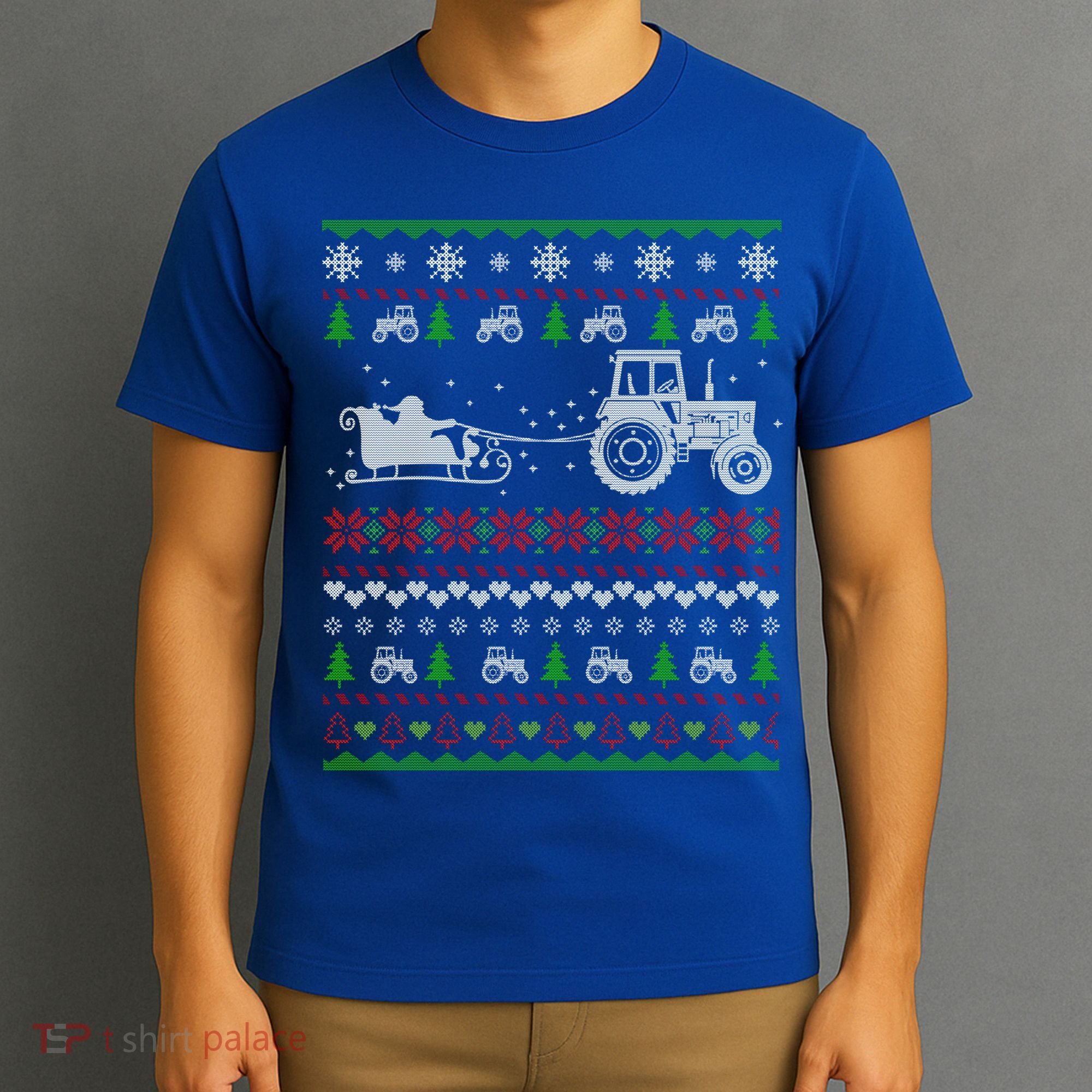 Tractor Ugly Christmas Sweater Funny Gift Funny Santa Funny Gift T-Shirt