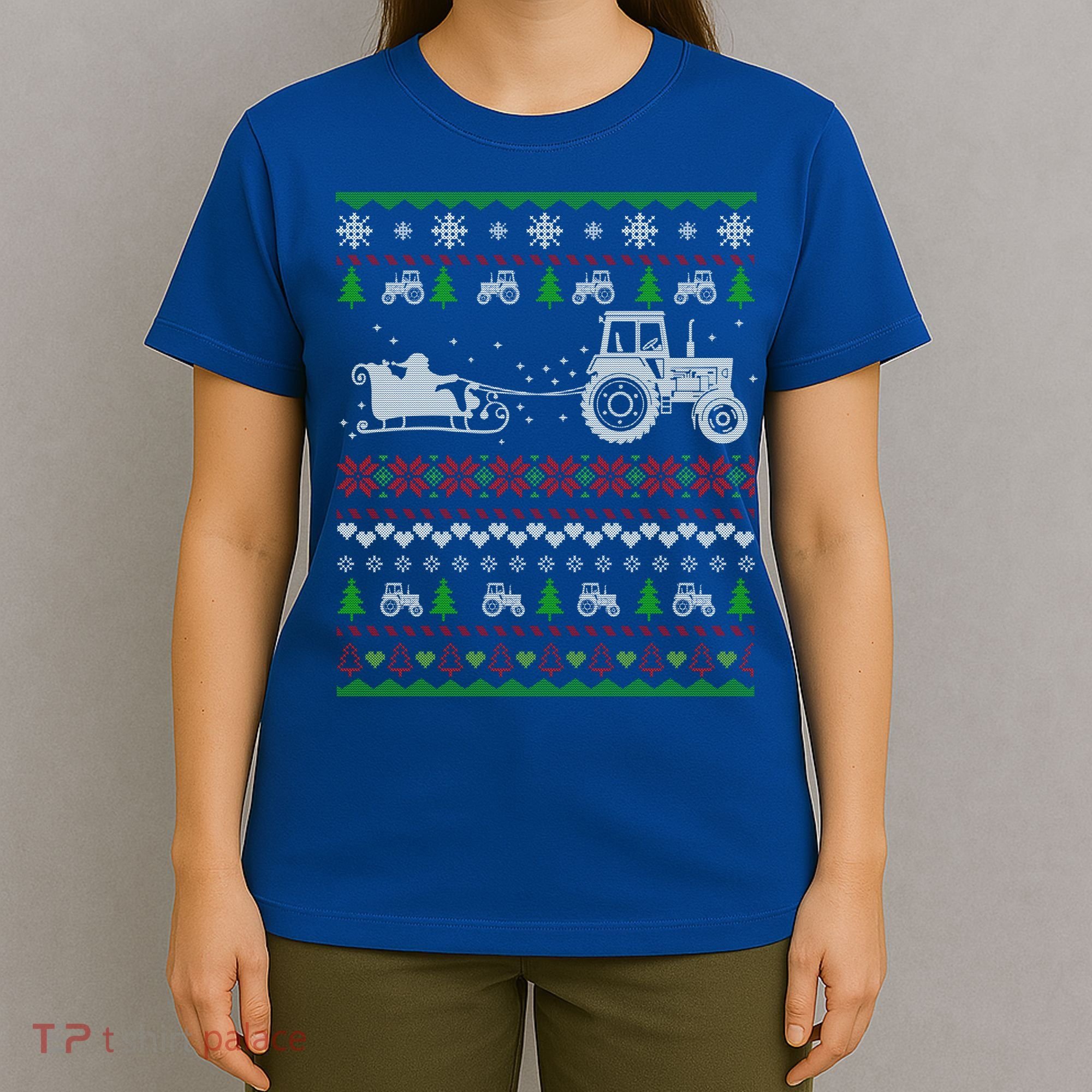 Tractor Ugly Christmas Sweater Funny Gift Funny Santa Funny Gift T-Shirt