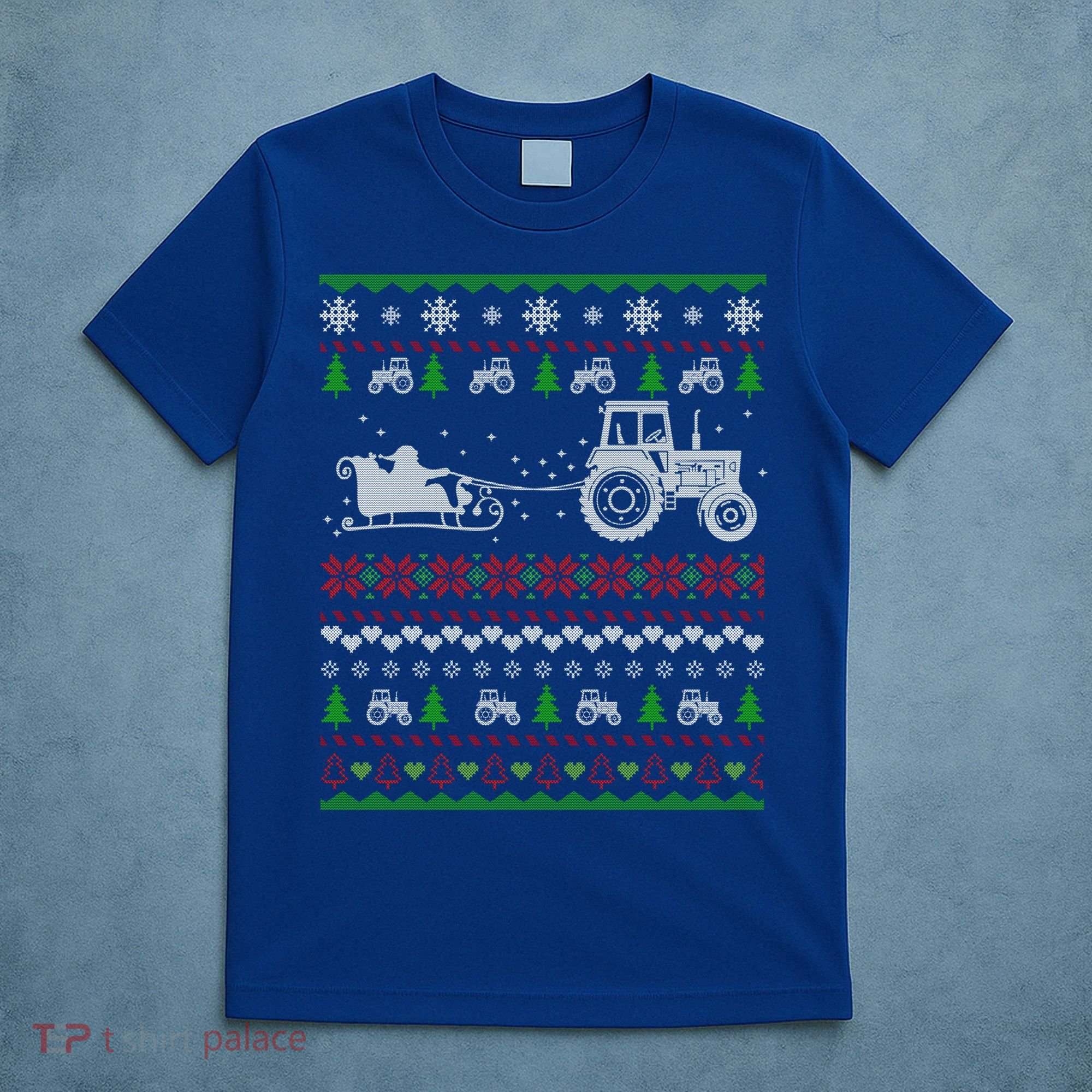 Tractor Ugly Christmas Sweater Funny Gift Funny Santa Funny Gift T-Shirt