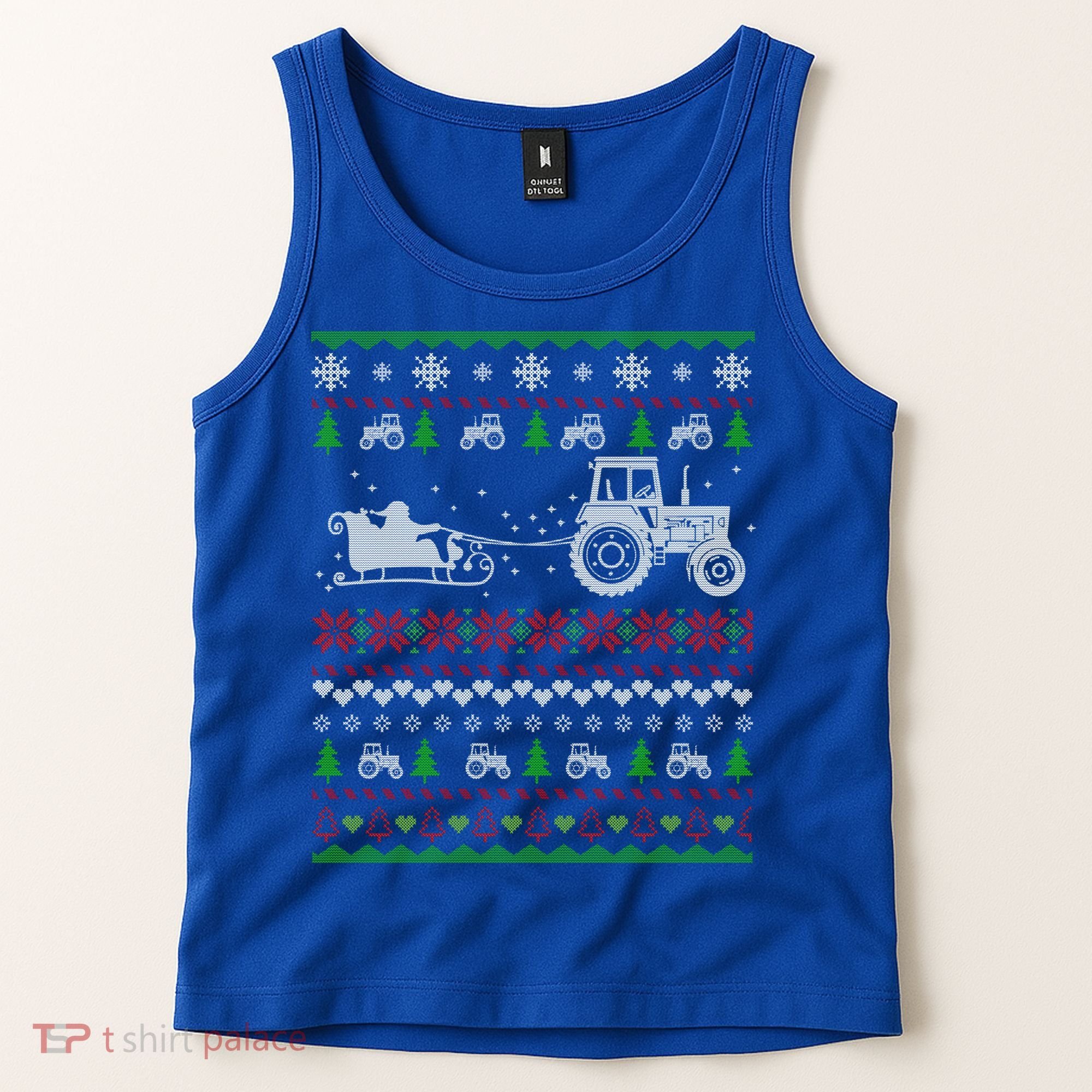 Tractor Ugly Christmas Sweater Funny Gift Funny Santa Funny Gift Tank Top