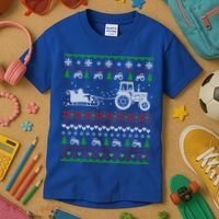 Tractor Ugly Christmas Sweater Funny Gift Funny Santa Funny Gift Kids T-Shirt thumb 3