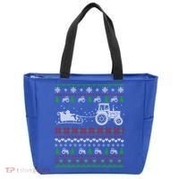 Tractor Ugly Christmas Sweater Funny Gift Funny Santa Funny Gift Tote Bag thumb 0