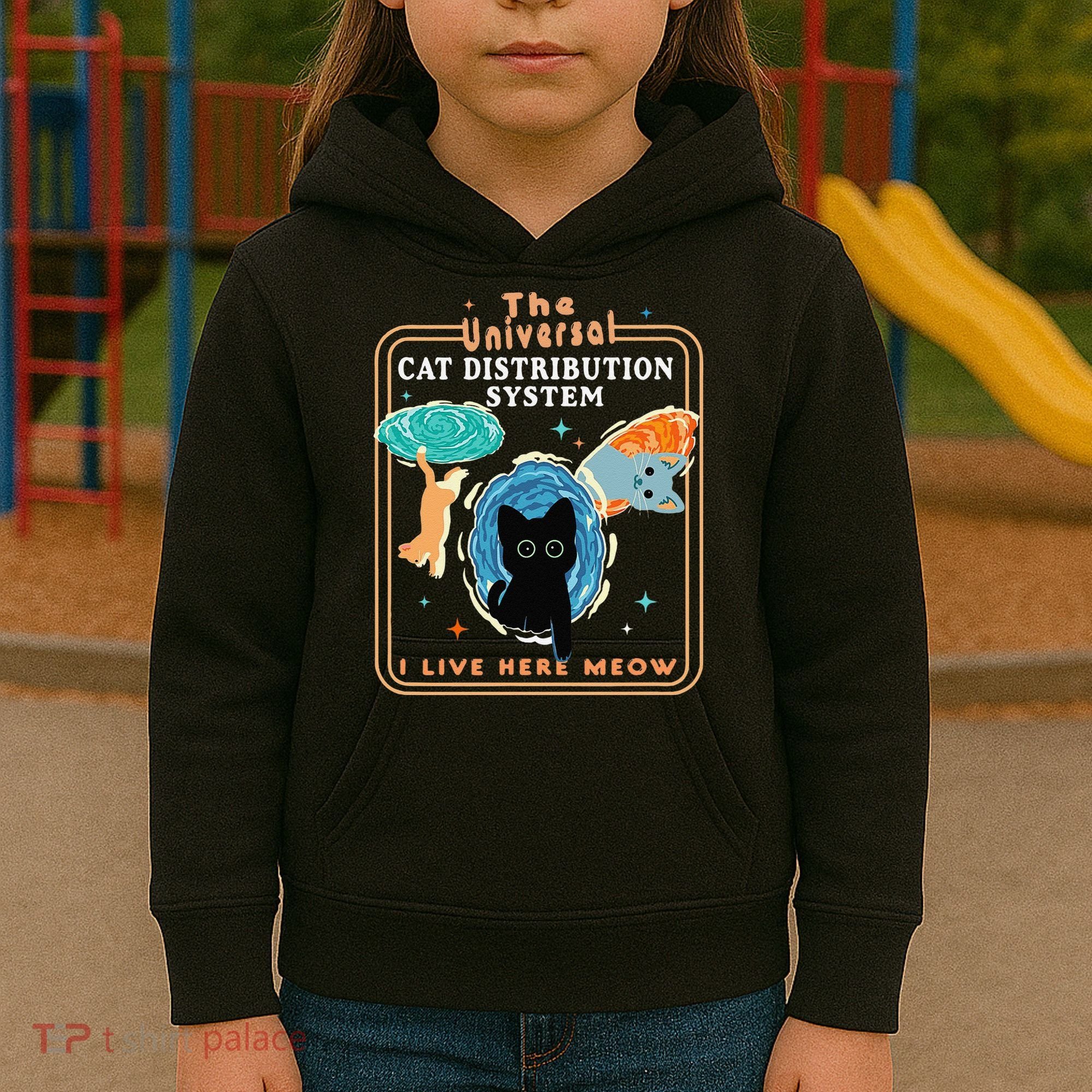 The Universal Cat Distribution System Funny LoverCat Gift Kids Hoodie