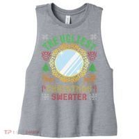 The Ugliest Christmas Sweater With An Image Of A Mirror Women's Racerback Cropped Tank thumb 0