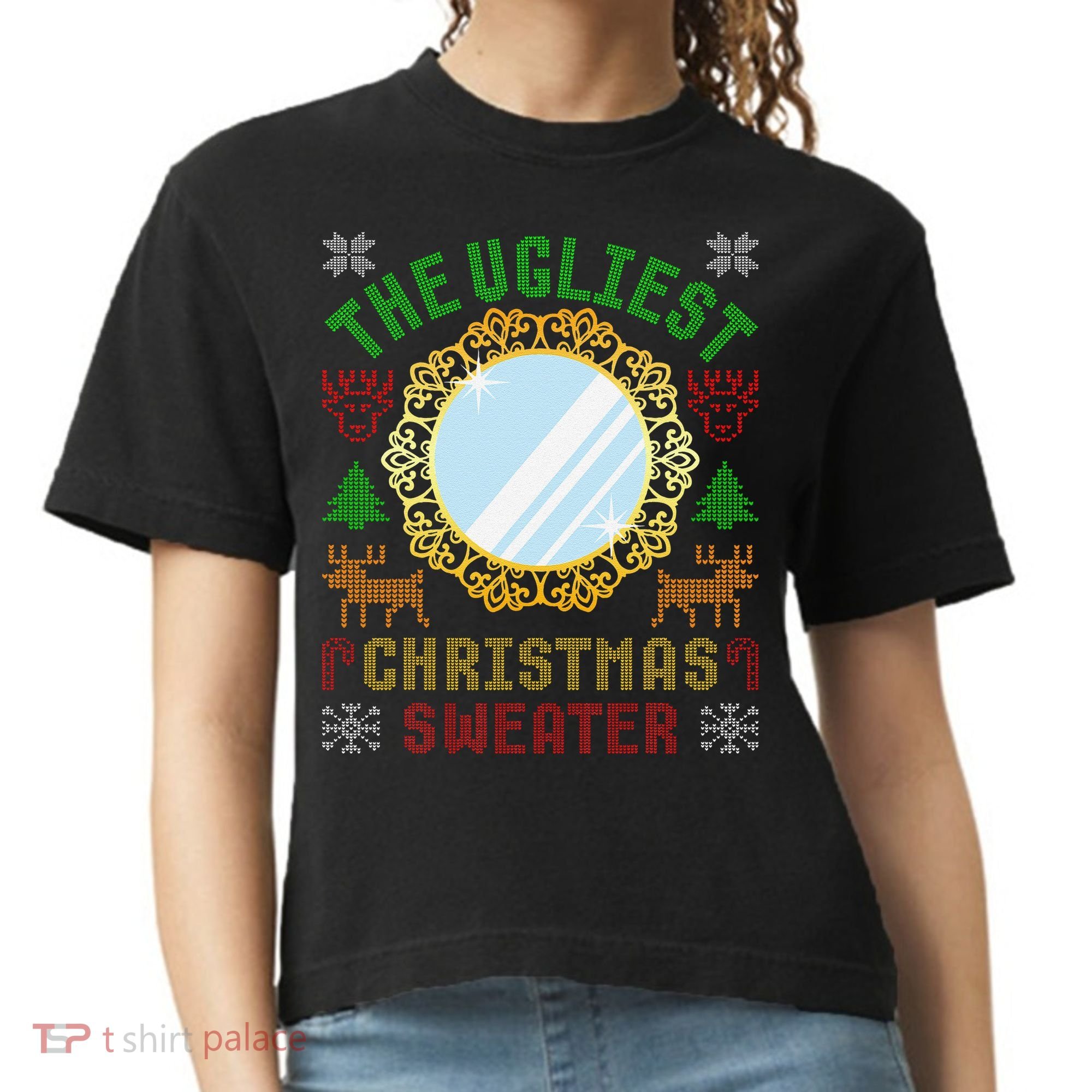 The Ugliest Christmas Sweater With An Image Of A Mirror Comfort Colors Boxy T-Shirt
