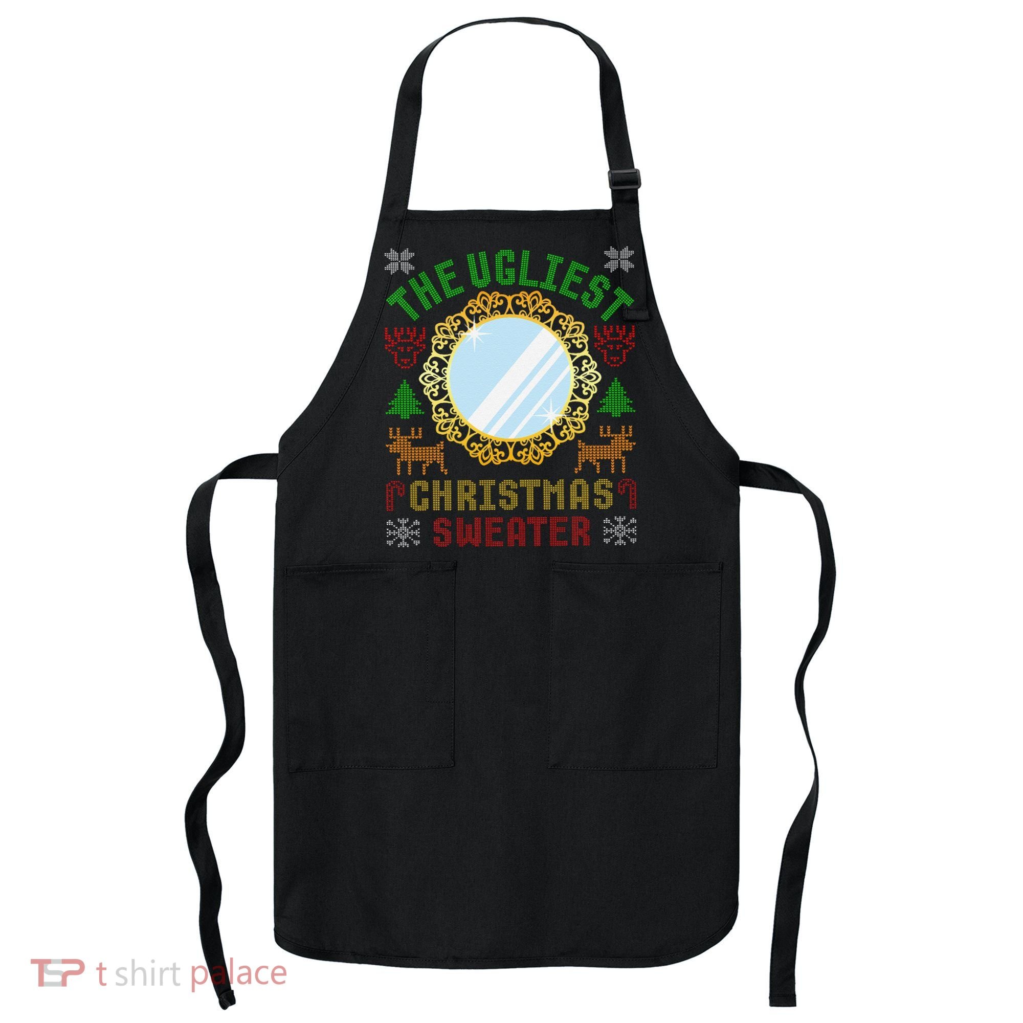 The Ugliest Christmas Sweater With An Image Of A Mirror Apron