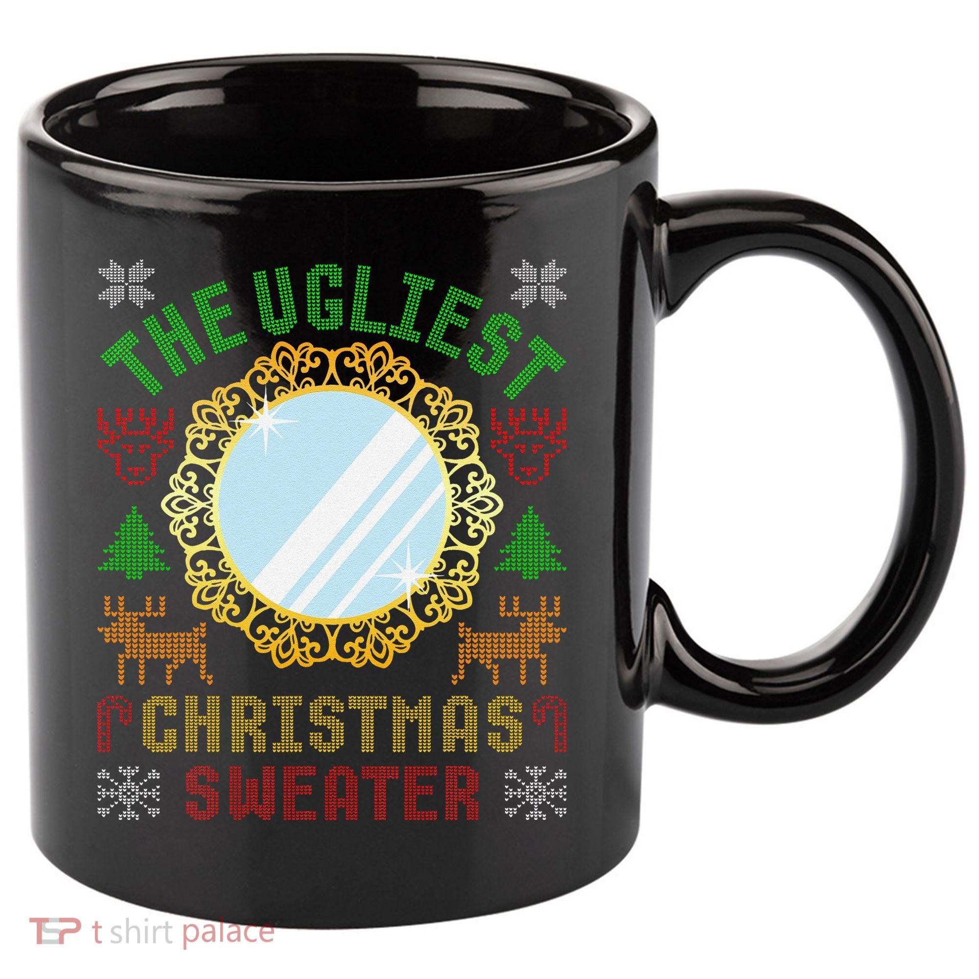 The Ugliest Christmas Sweater With An Image Of A Mirror 11oz C Handle Ceramic Mug