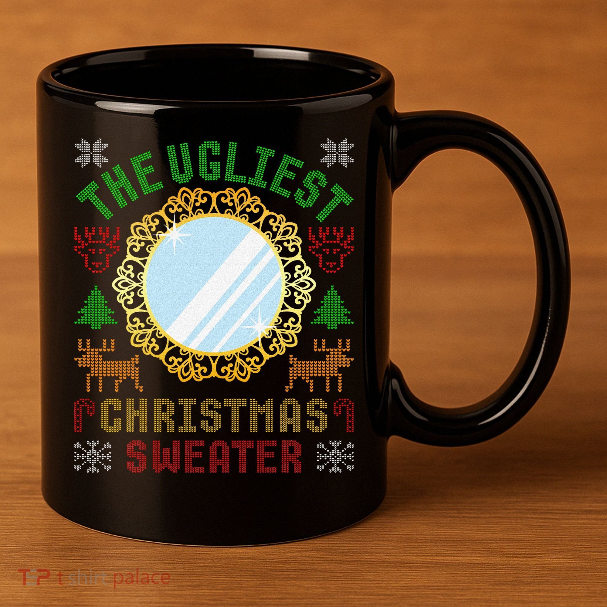 The Ugliest Christmas Sweater With An Image Of A Mirror 11oz C Handle Ceramic Mug