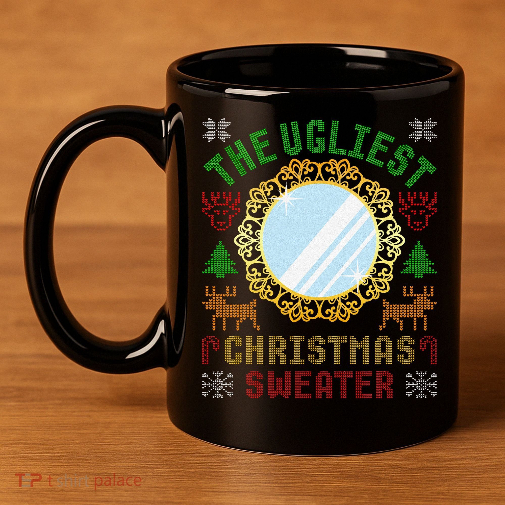 The Ugliest Christmas Sweater With An Image Of A Mirror 11oz C Handle Ceramic Mug