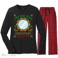 The Ugliest Christmas Sweater With An Image Of A Mirror Women's Long Sleeve Flannel Pajama Set  thumb 0