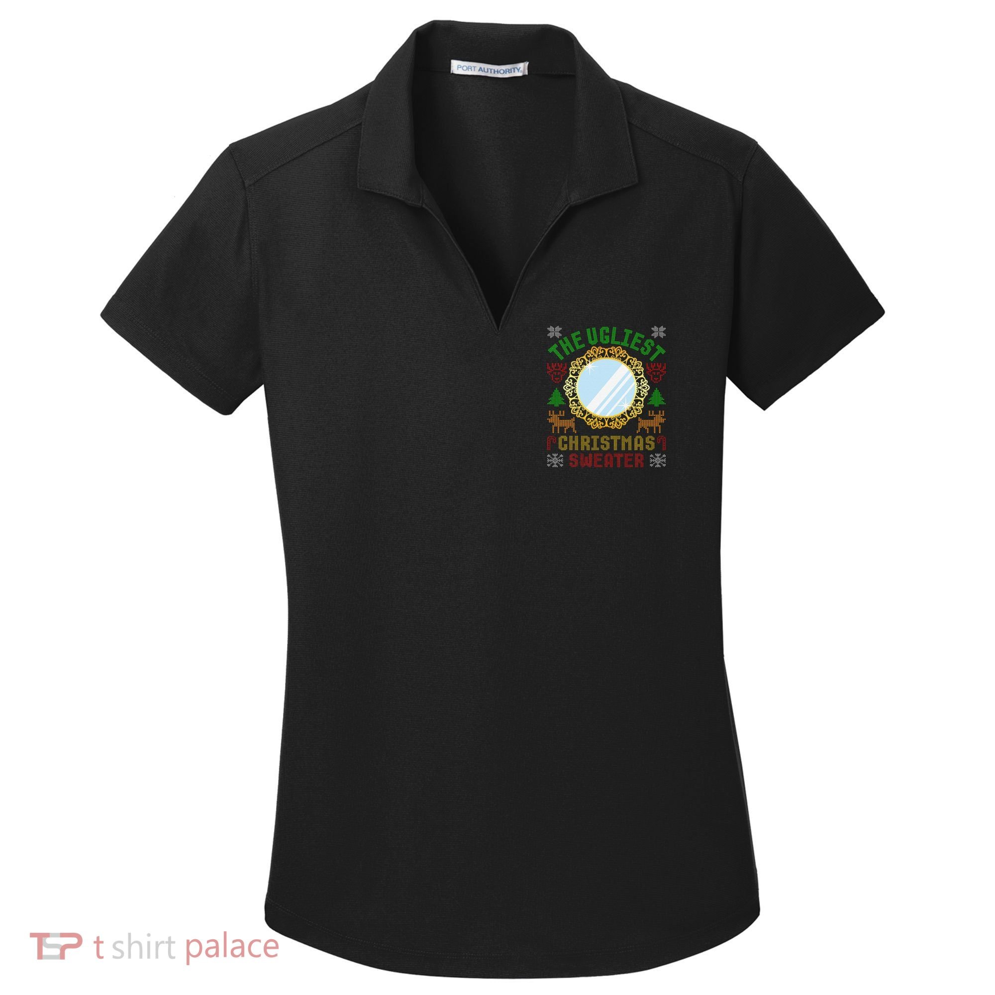 The Ugliest Christmas Sweater With An Image Of A Mirror Women's Dry Zone Grid Polo