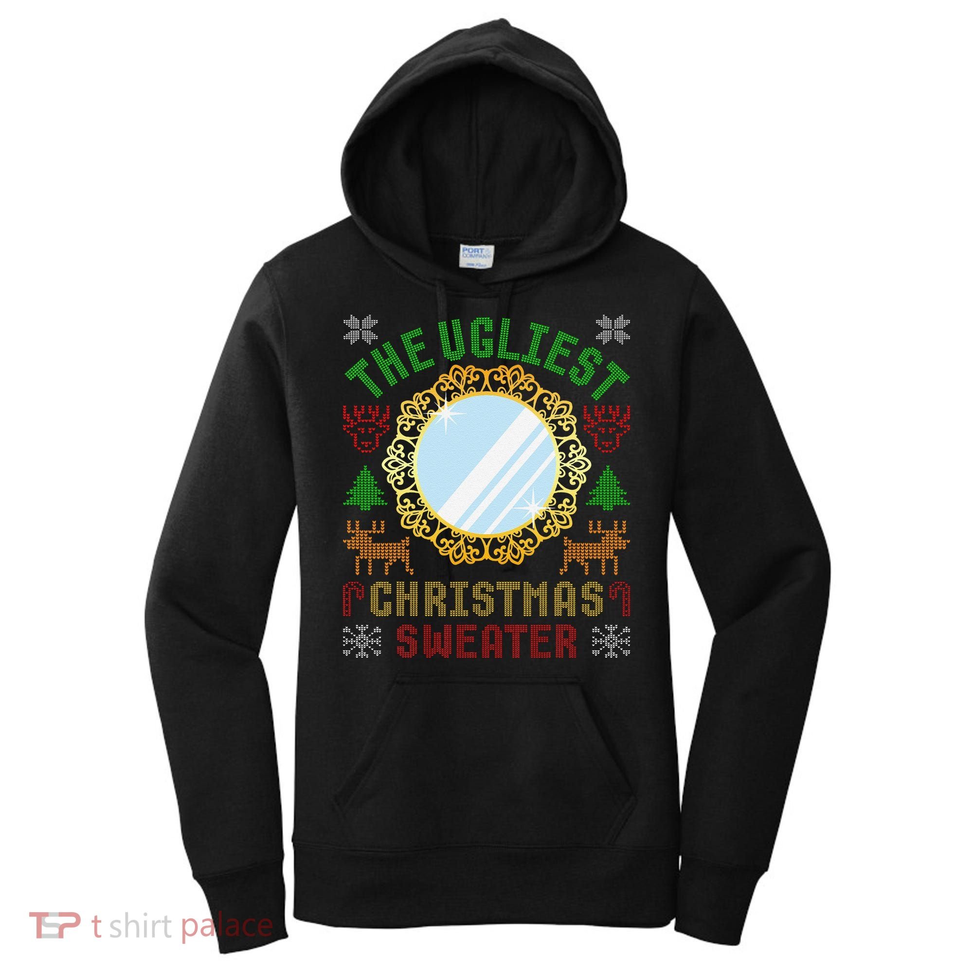 The Ugliest Christmas Sweater With An Image Of A Mirror Women's Hoodie