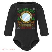 The Ugliest Christmas Sweater With An Image Of A Mirror Baby Long Sleeve Bodysuit thumb 0