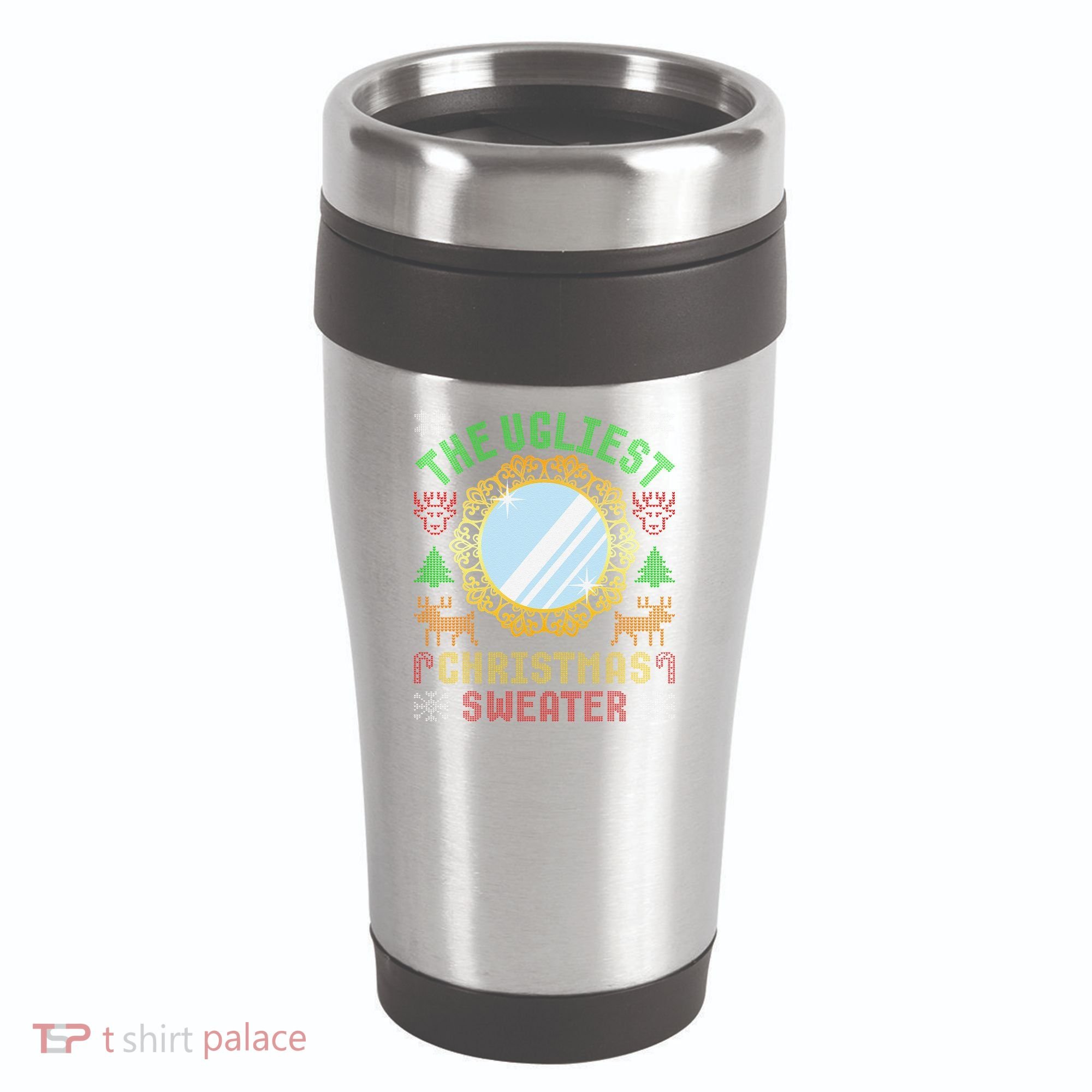 The Ugliest Christmas Sweater With An Image Of A Mirror 16oz Travel Tumbler