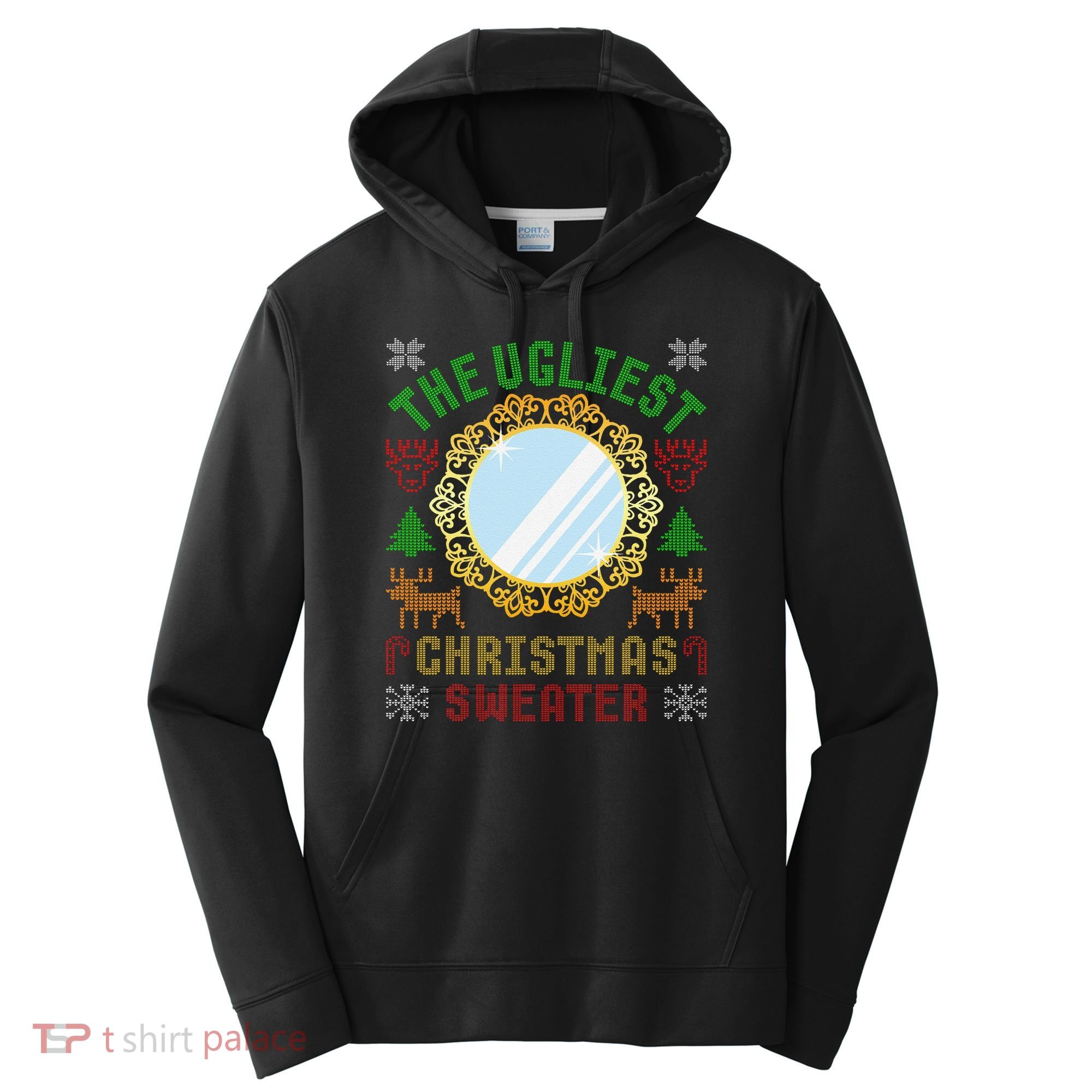 The Ugliest Christmas Sweater With An Image Of A Mirror Performance Fleece Hoodie