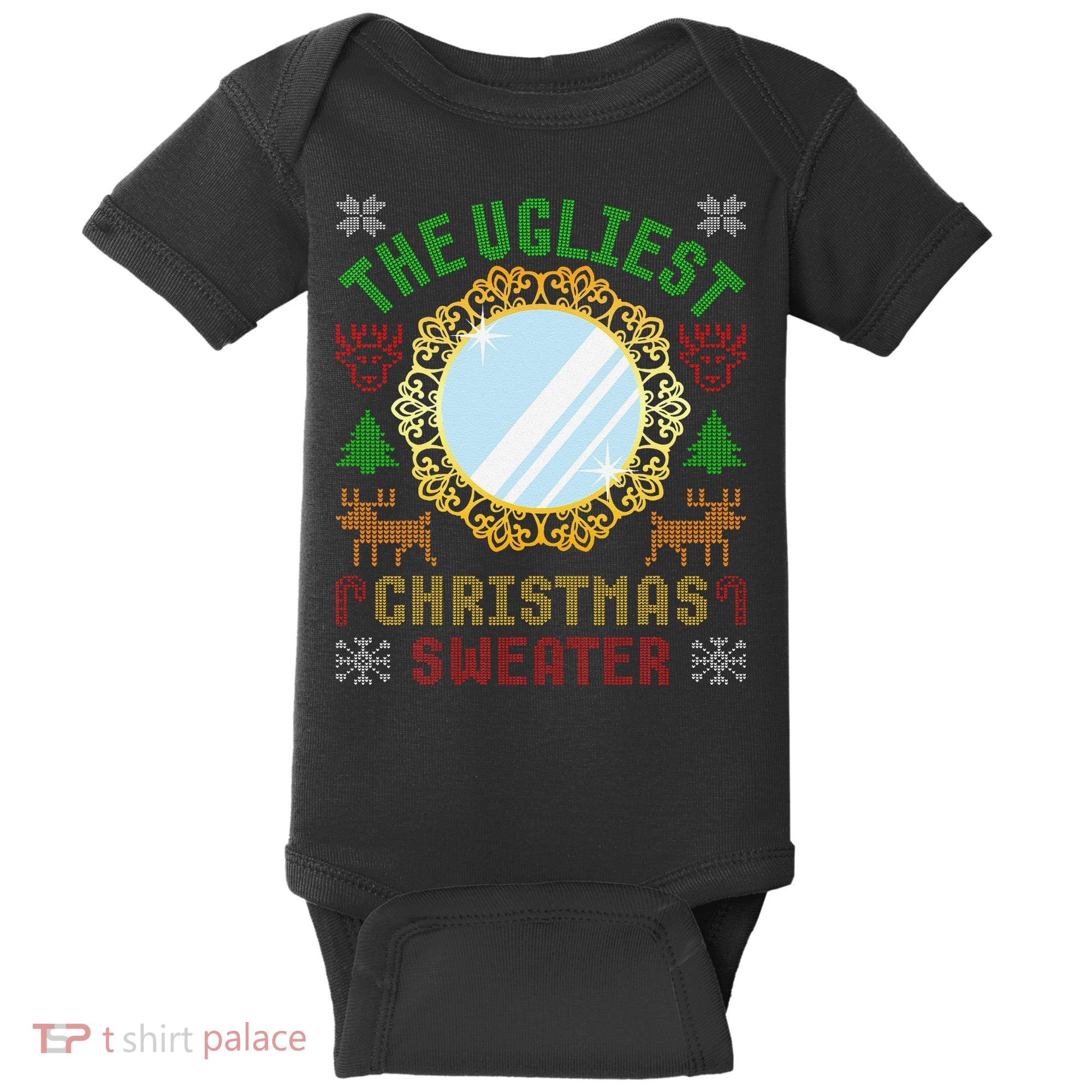 The Ugliest Christmas Sweater With An Image Of A Mirror Baby Bodysuit