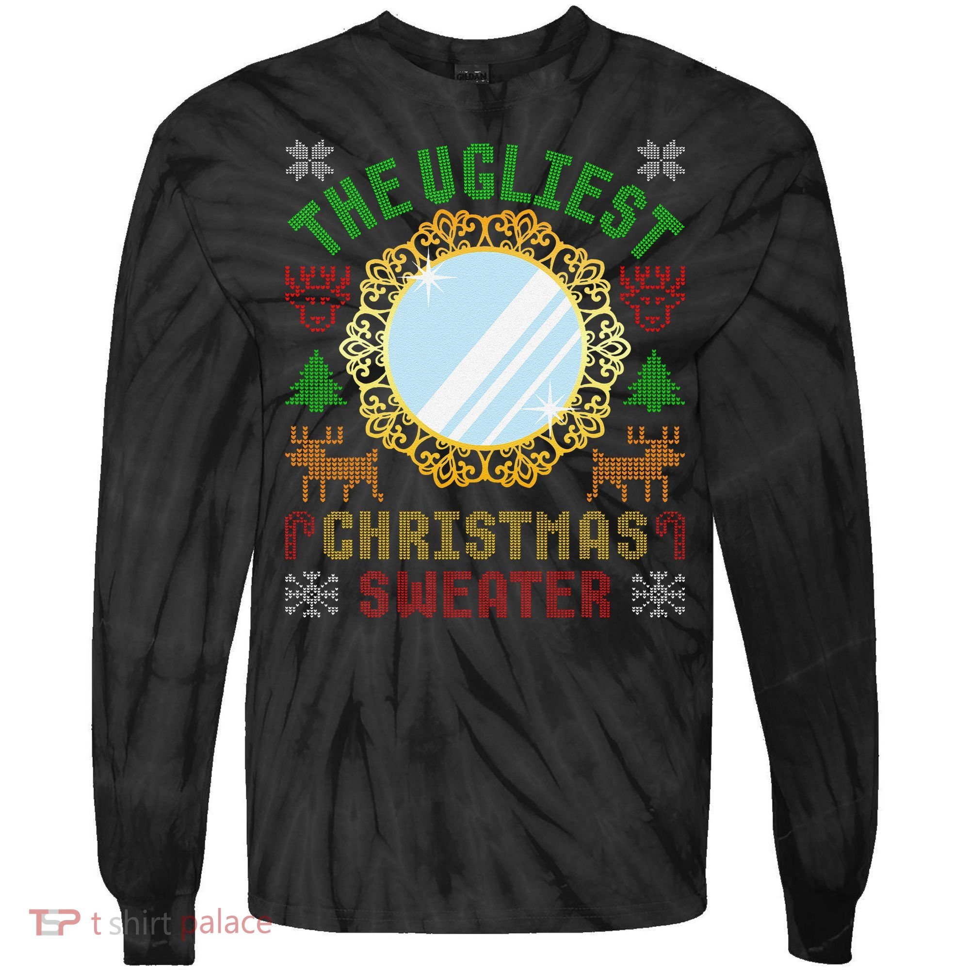 The Ugliest Christmas Sweater With An Image Of A Mirror Tie-Dye Long Sleeve Shirt