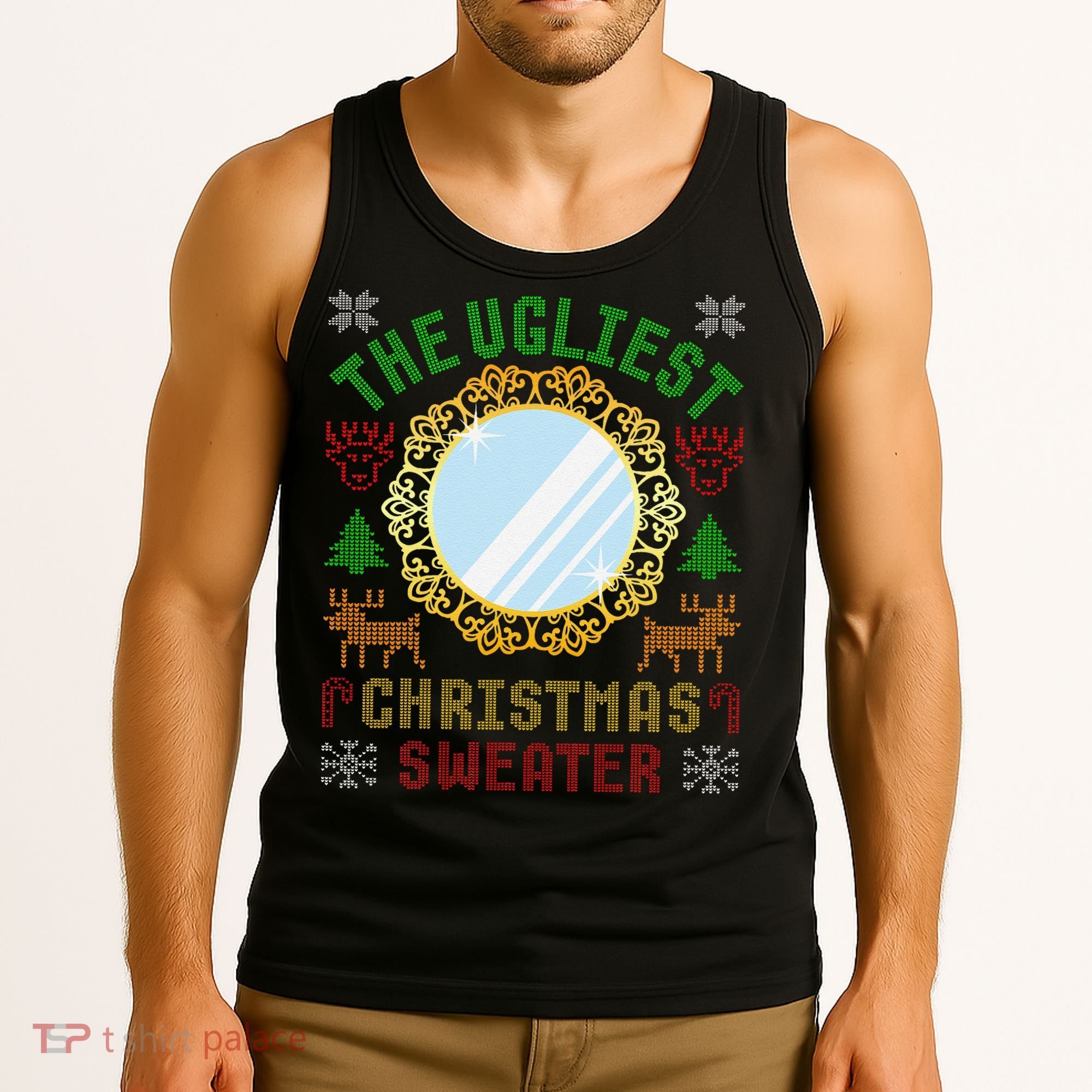 The Ugliest Christmas Sweater With An Image Of A Mirror Tank Top