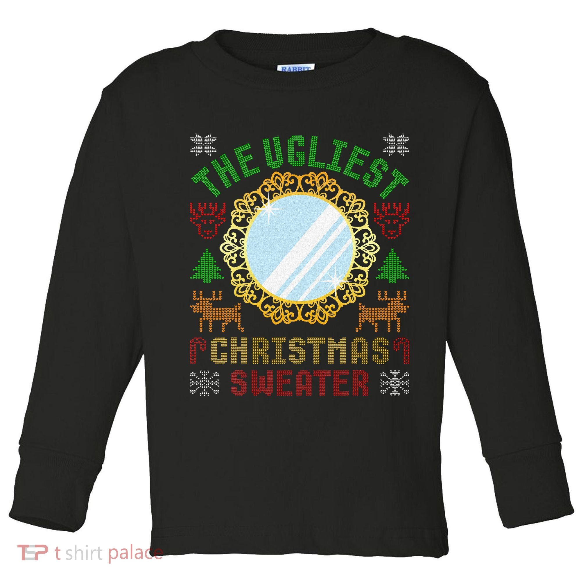 The Ugliest Christmas Sweater With An Image Of A Mirror Toddler Long Sleeve Shirt