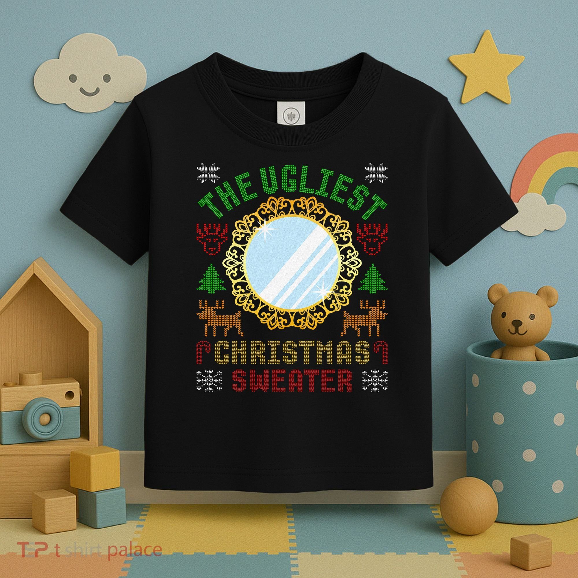 The Ugliest Christmas Sweater With An Image Of A Mirror Toddler T-Shirt