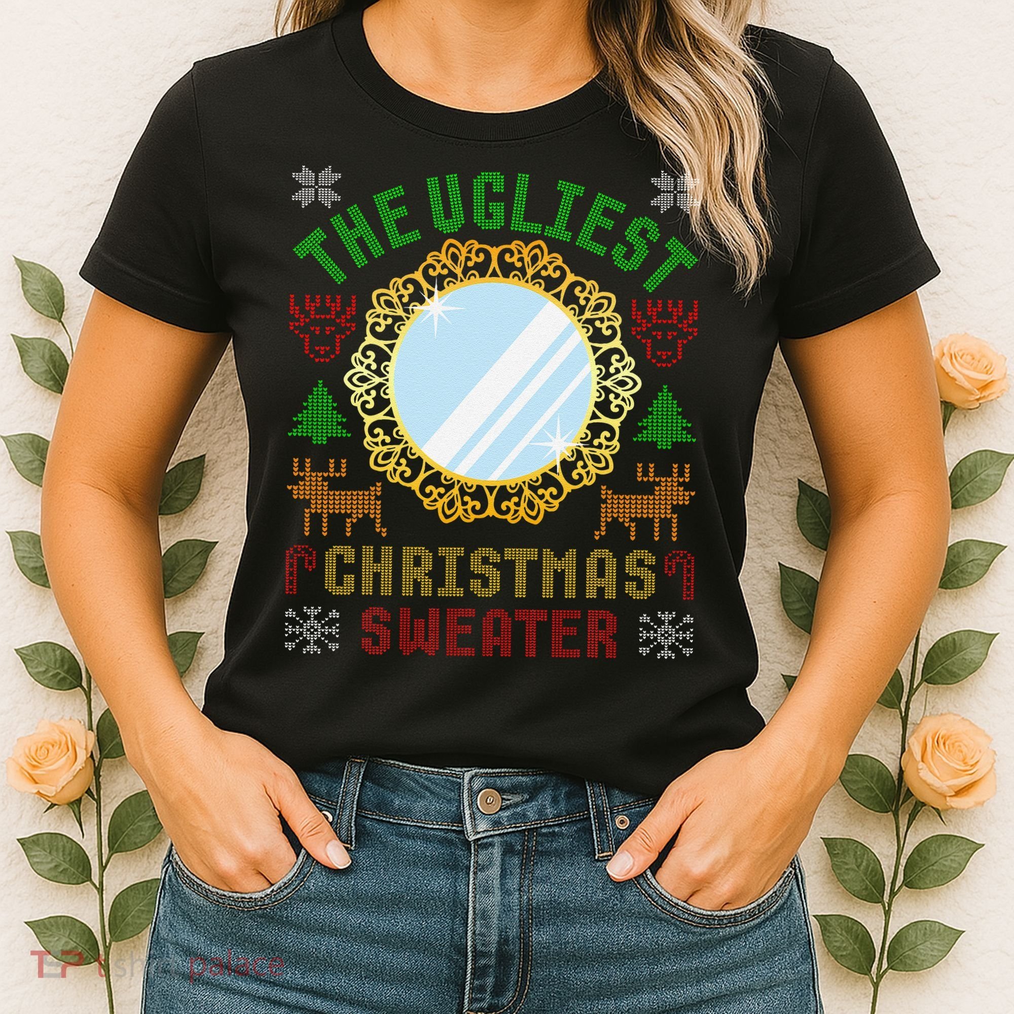 The Ugliest Christmas Sweater With An Image Of A Mirror Women's T-Shirt