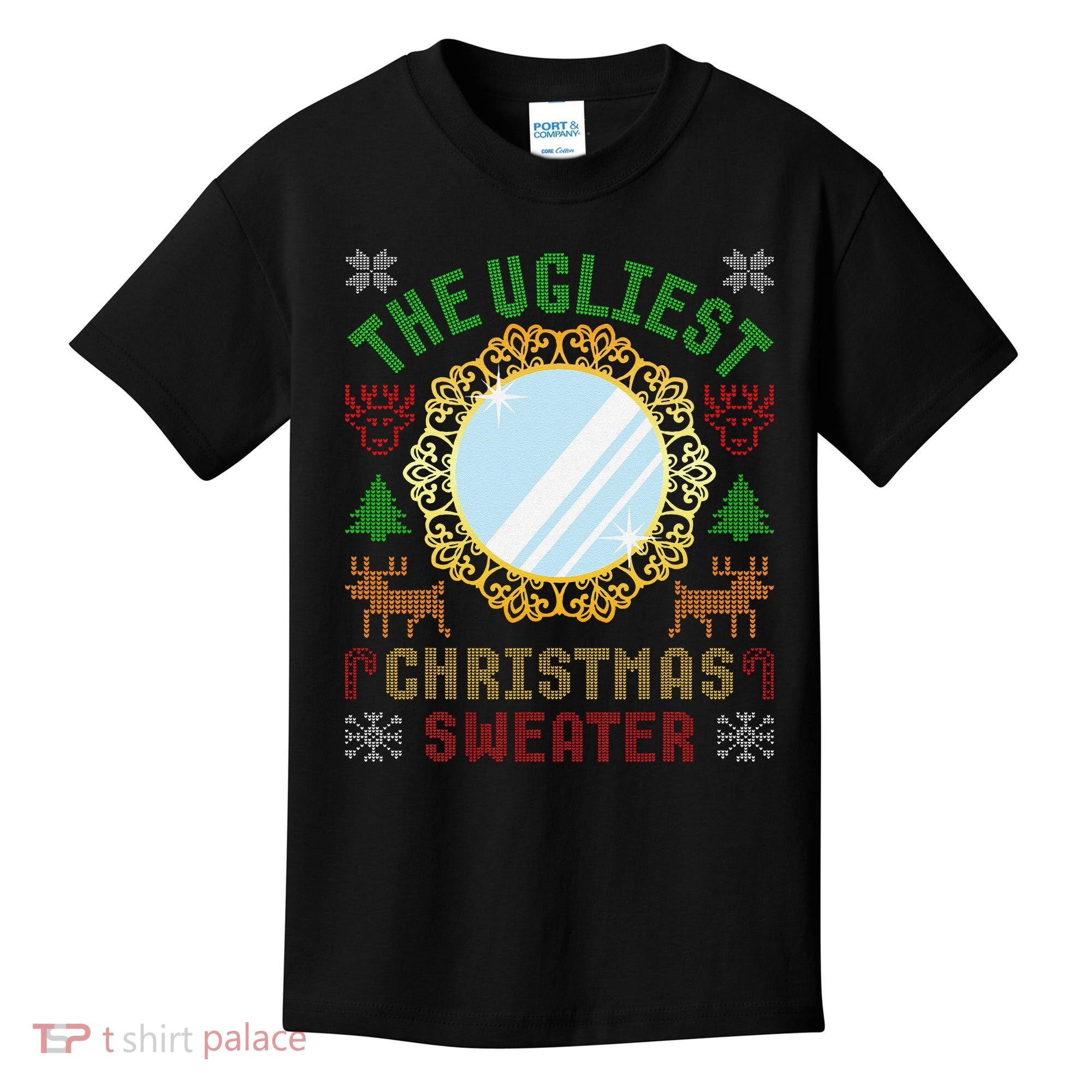 The Ugliest Christmas Sweater With An Image Of A Mirror Kids T-Shirt
