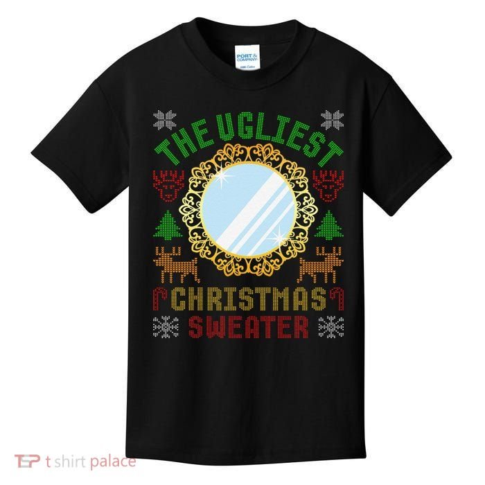 The Ugliest Christmas Sweater With An Image Of A Mirror Kids TShirt — free download