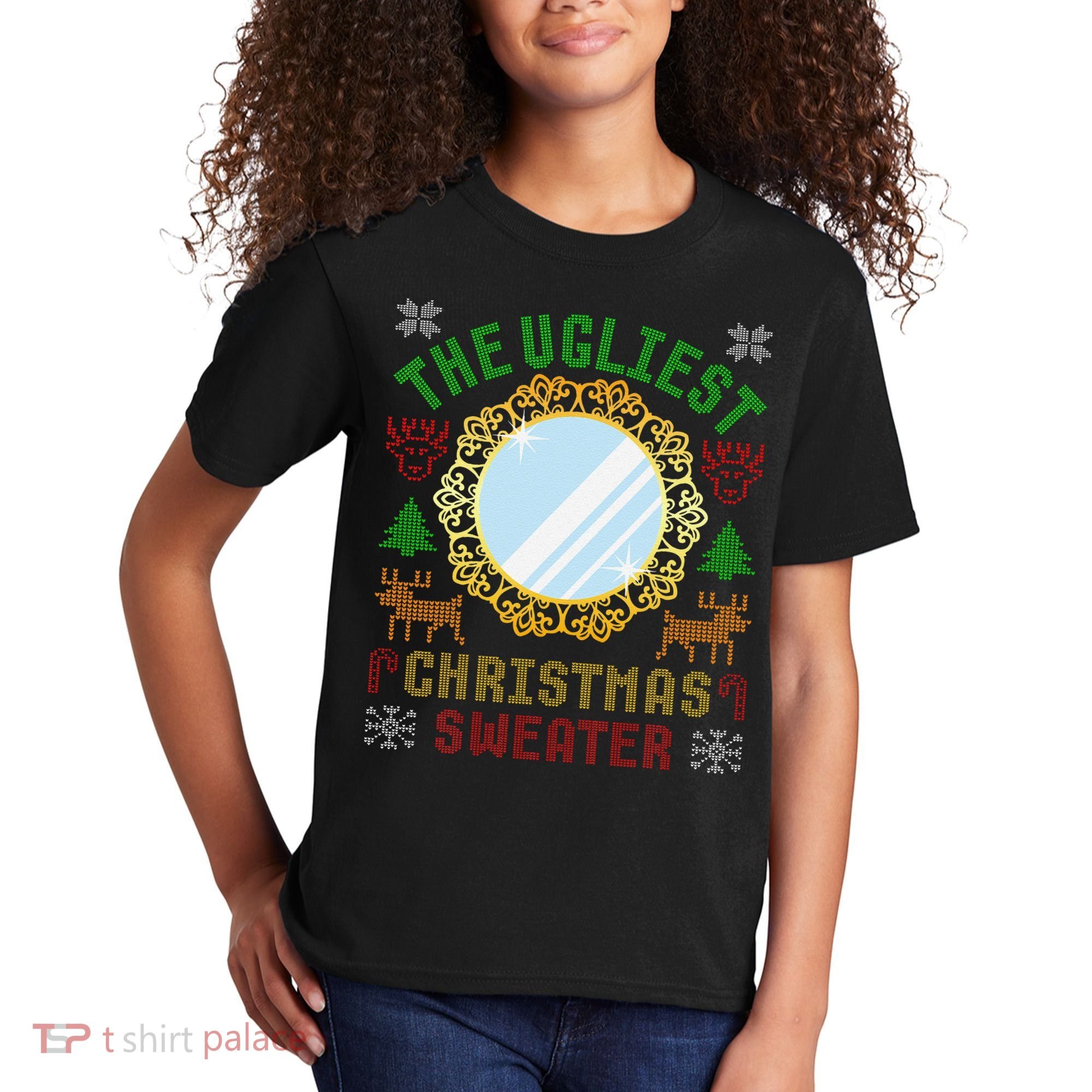 The Ugliest Christmas Sweater With An Image Of A Mirror Kids T-Shirt