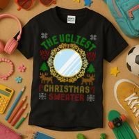 The Ugliest Christmas Sweater With An Image Of A Mirror Kids T-Shirt thumb 3