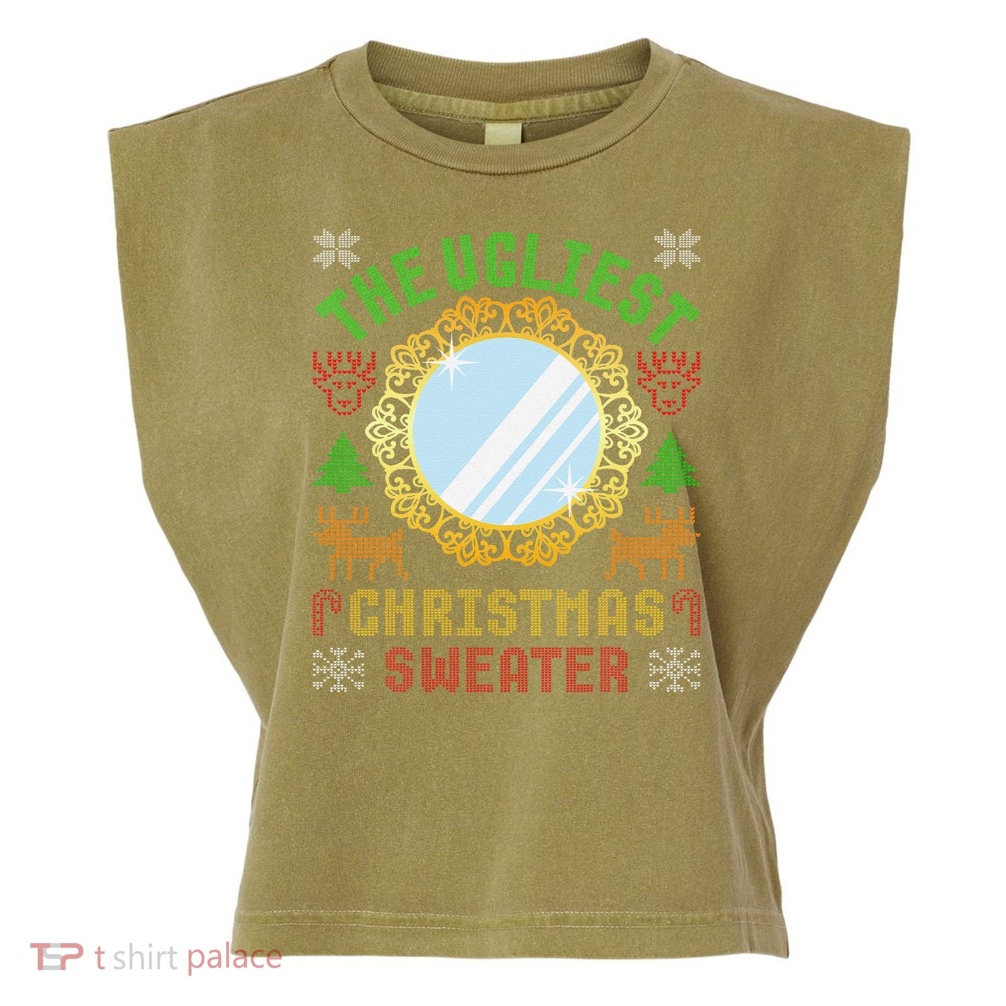 The Ugliest Christmas Sweater With An Image Of A Mirror Garment-Dyed Women's Muscle Tee